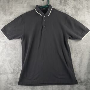 Nike Men’s Black Cotton Golf Polo Shirt M Short Sleeve Swoosh RN# 56323
